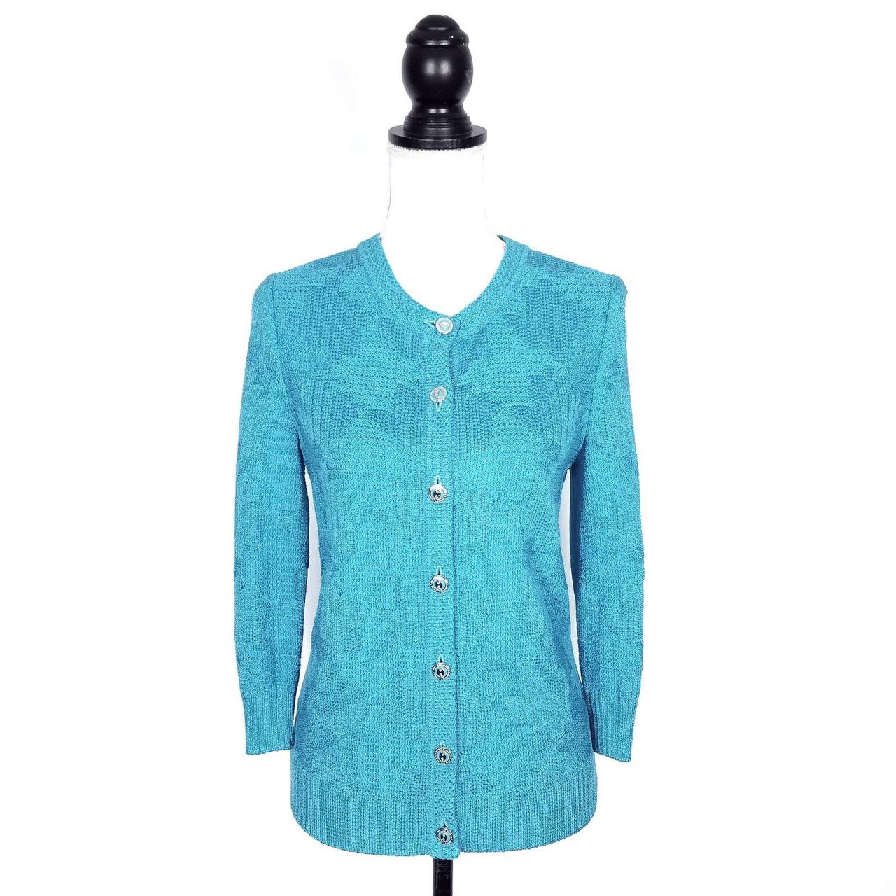 St. John Sport Cardigan Sweater Blue Teal Turquoise. Depop