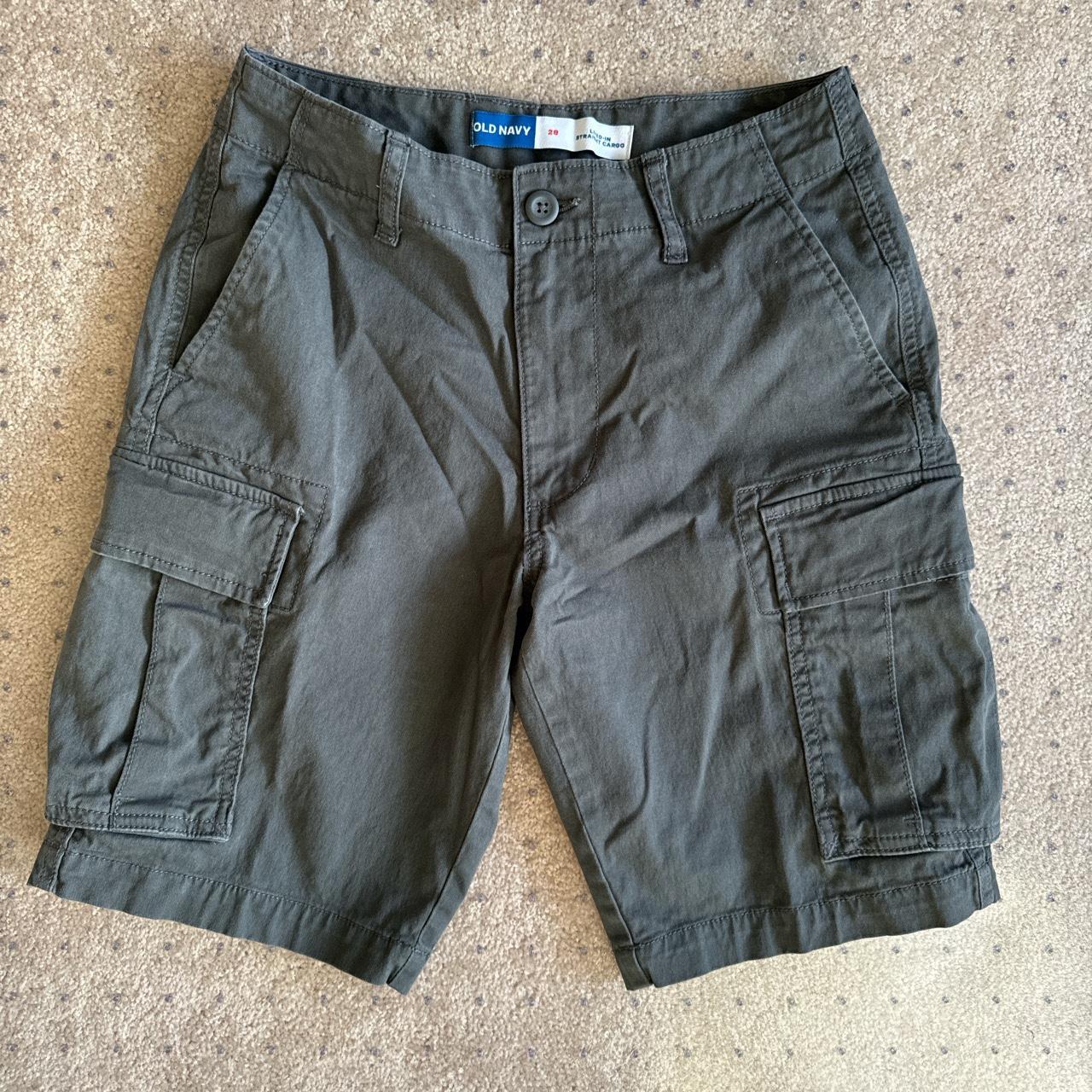 old navy cargo shorts in gray, size 28 straight... - Depop