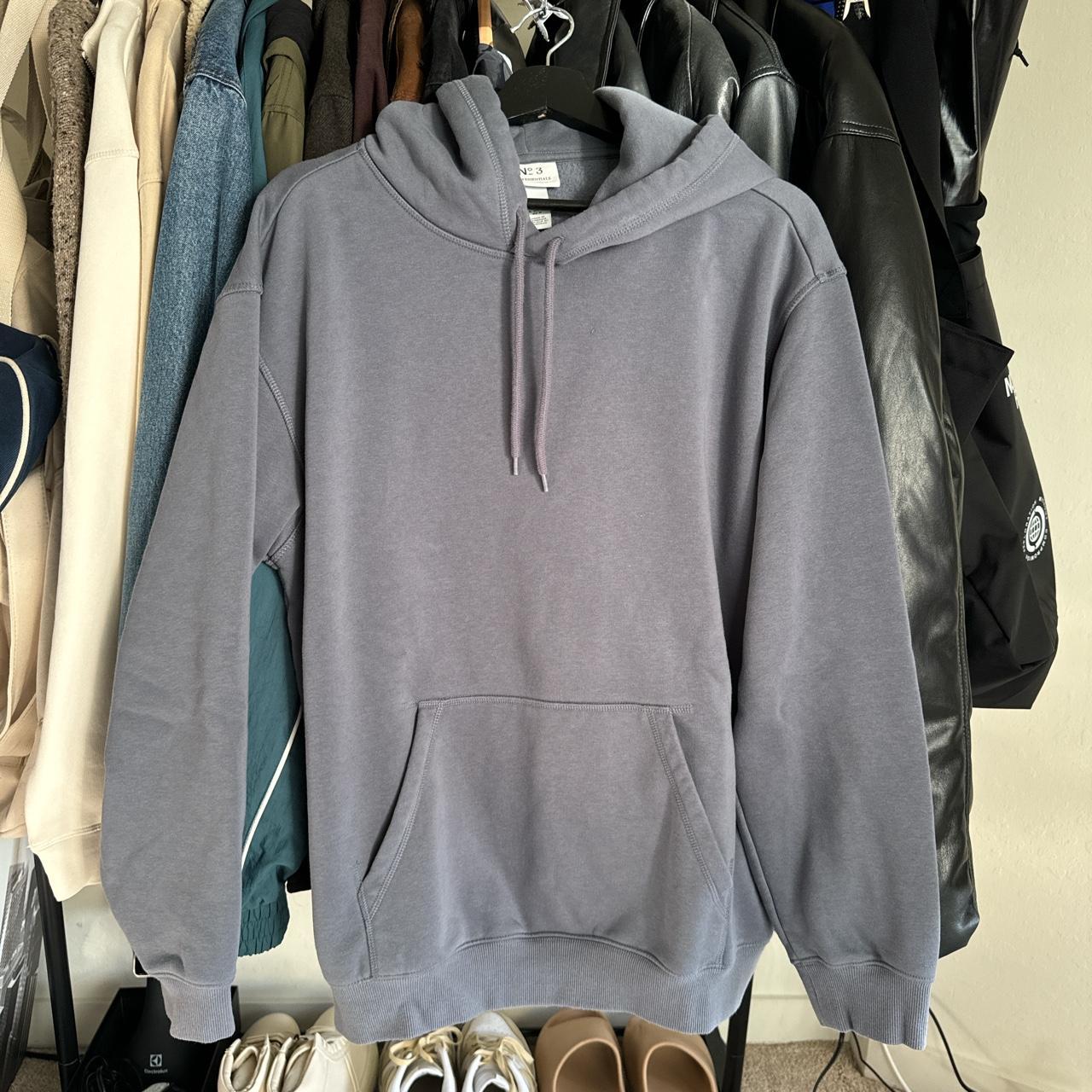 h&m relaxed fit hoodie in stonewash blue size M - Depop