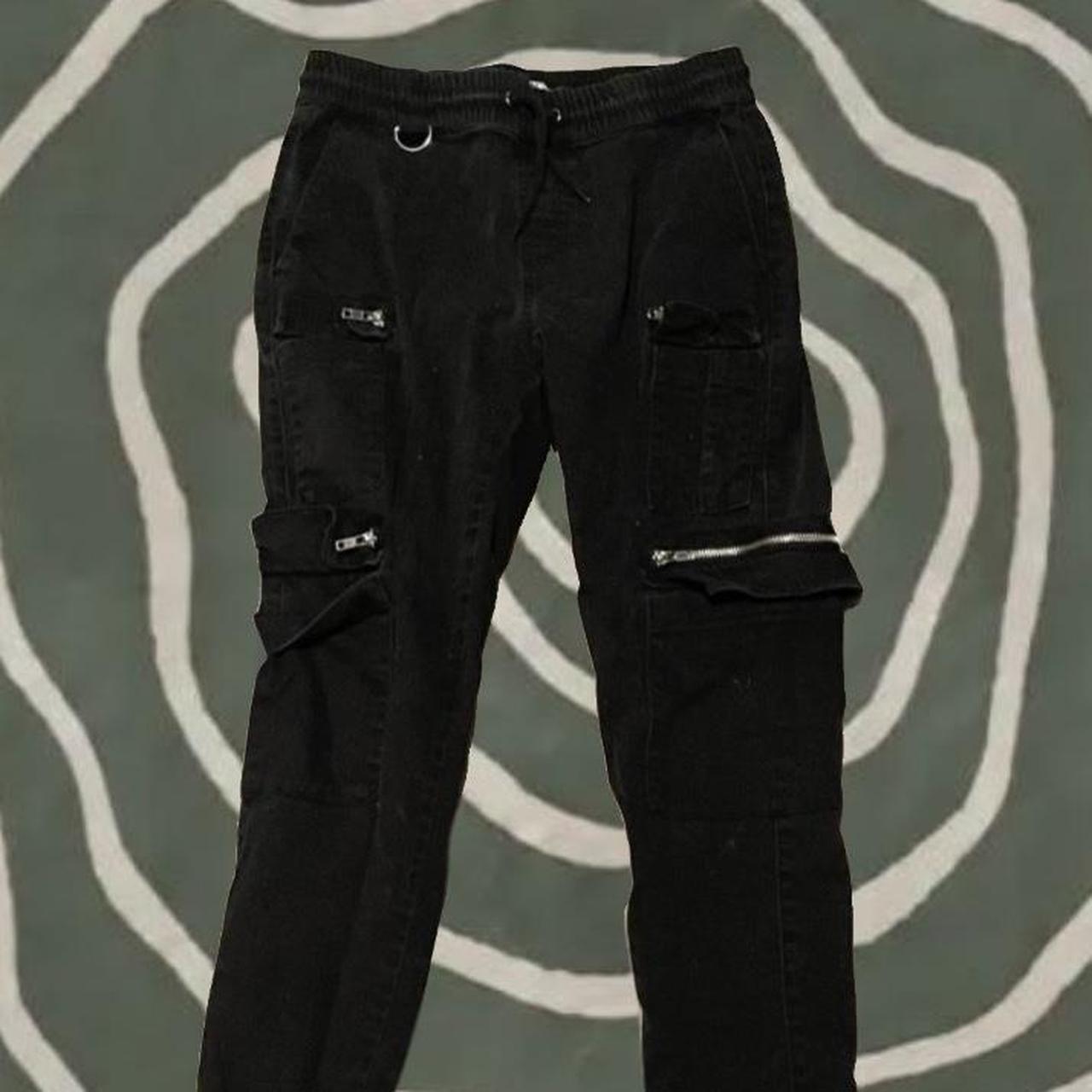 Skinny alt emo cargo pants size small ☆ Slightly... Depop