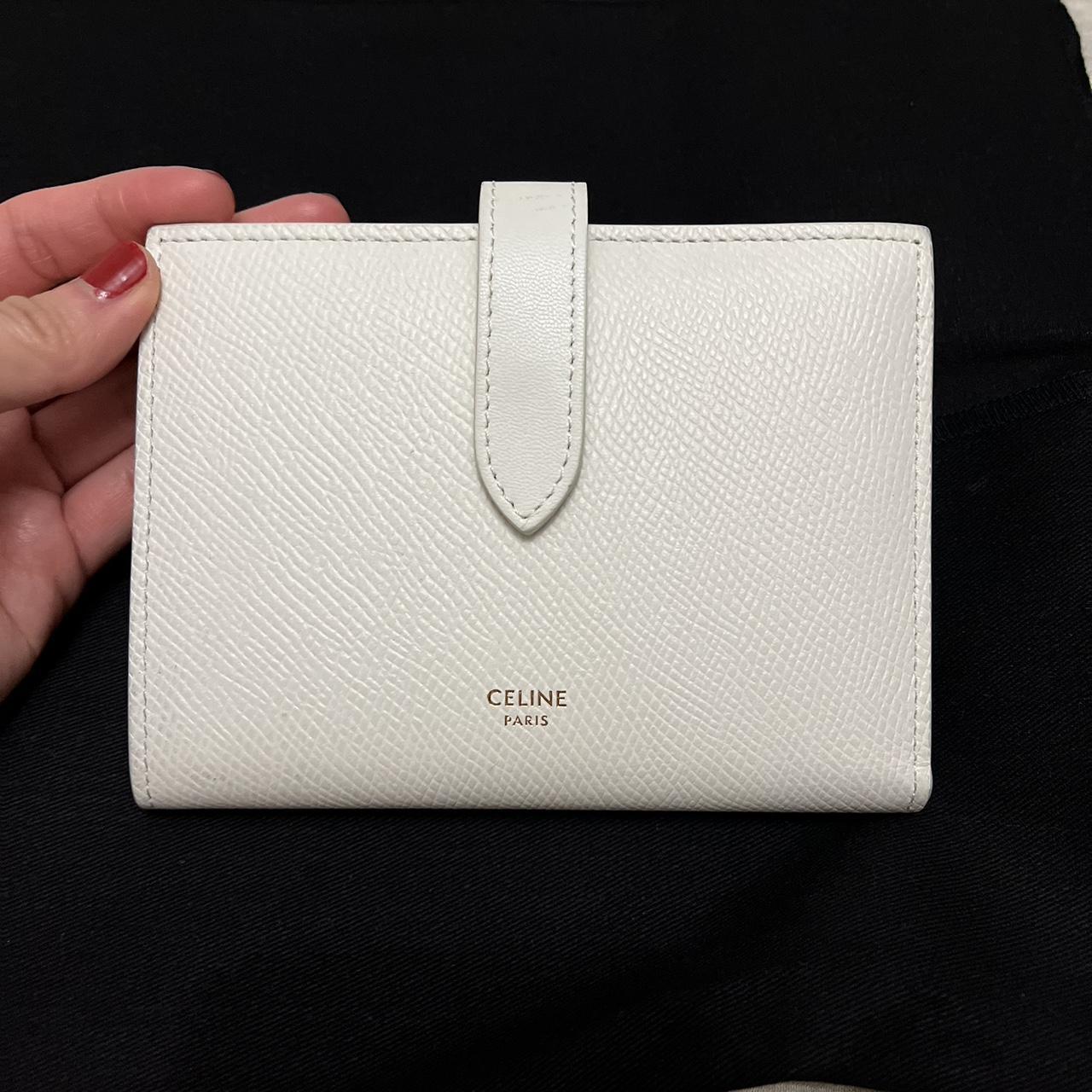 Celine medium strap wallet outlet in grained calfskin