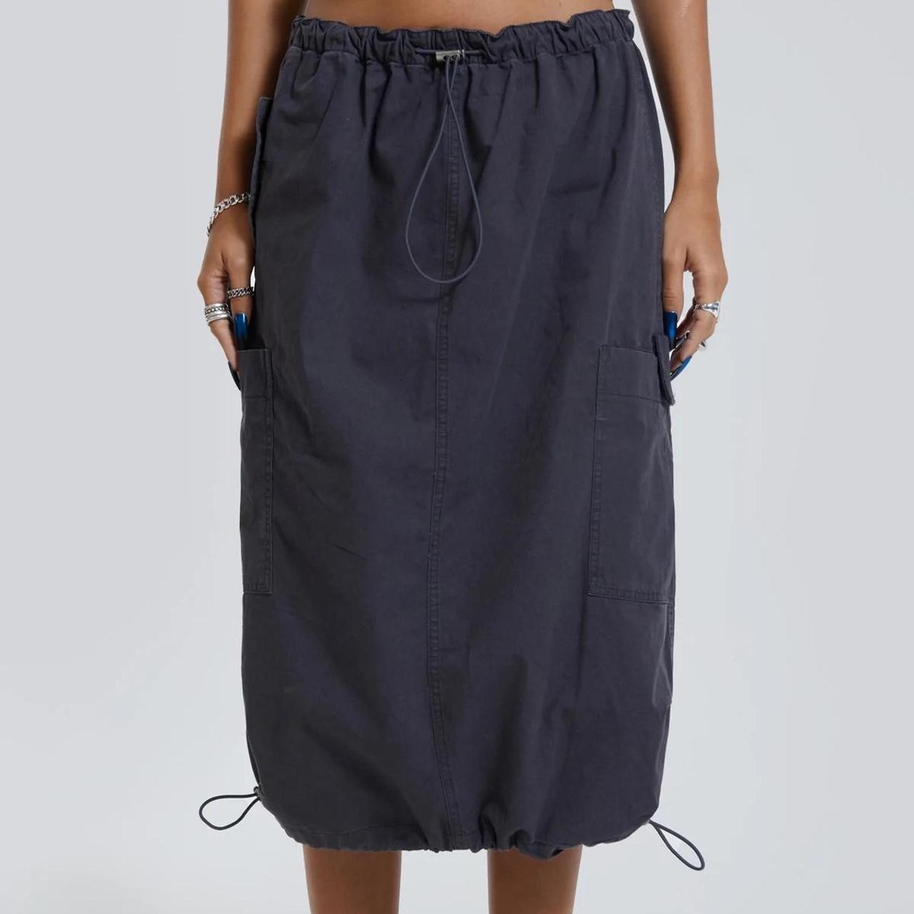 Jaded London Vintage grey midi cargo skirt in size... Depop