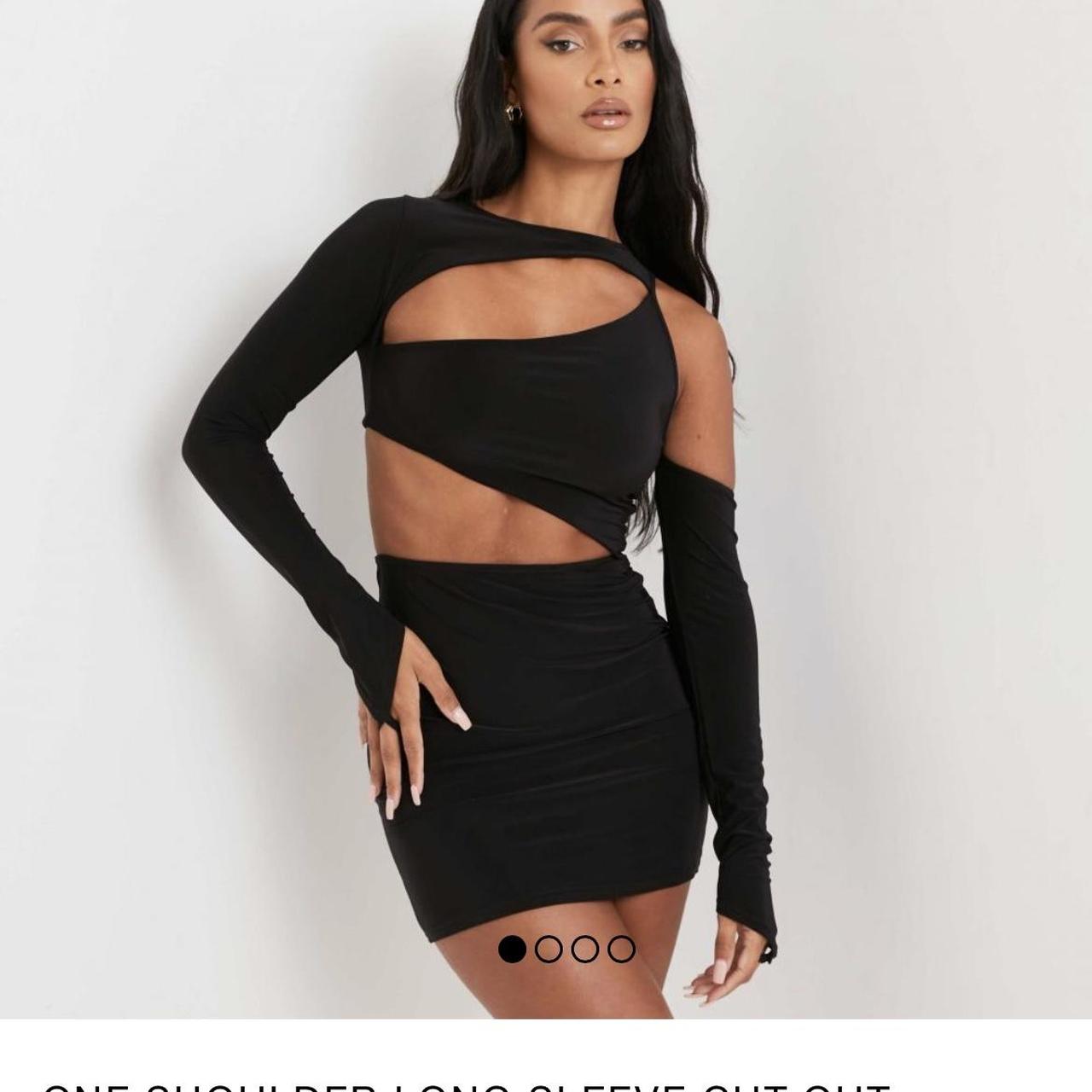 Ego ONE SHOULDER LONG SLEEVE CUT OUT BODYCON DRESS... Depop