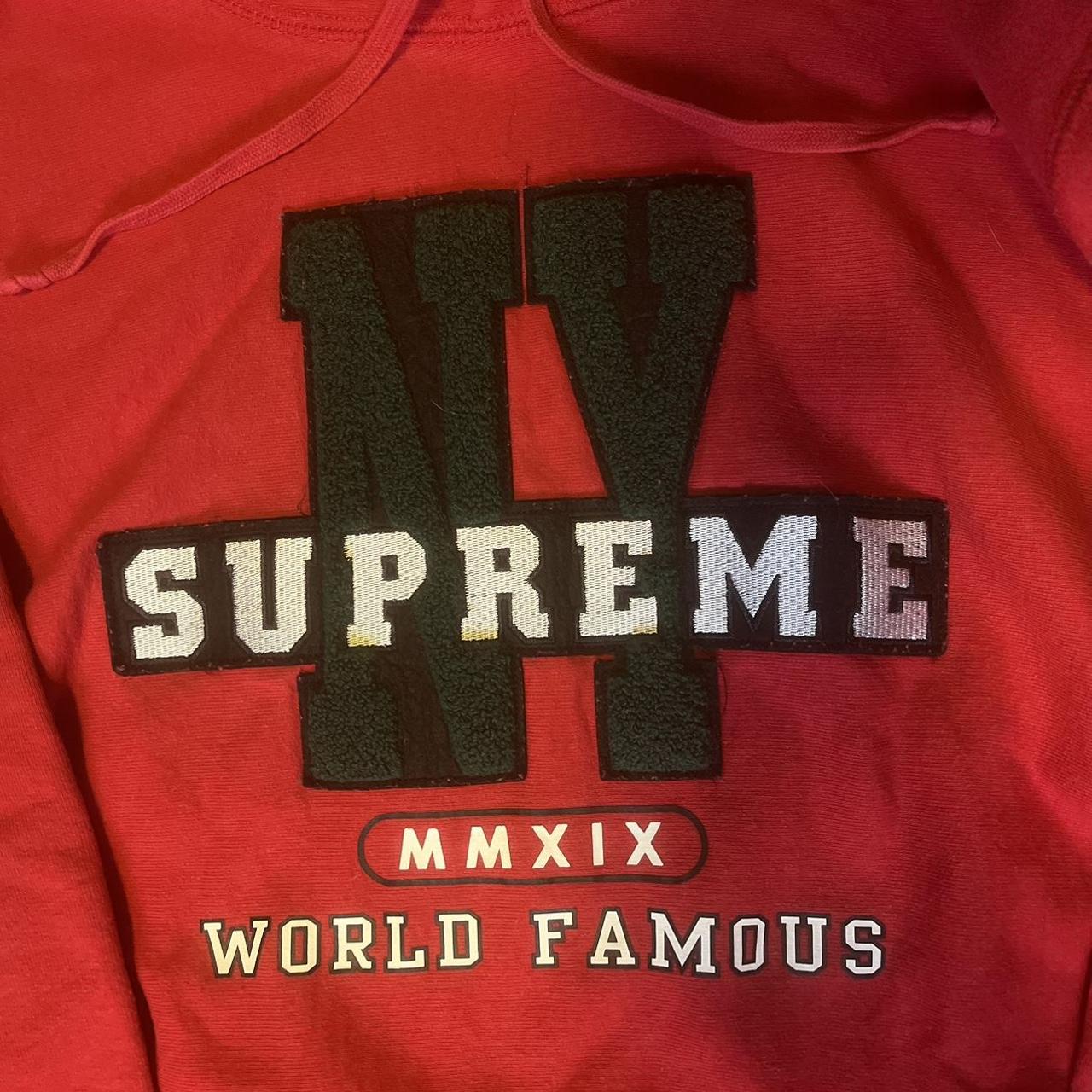 Supreme NY World Famous Red Hoodie (Good as new with - Depop