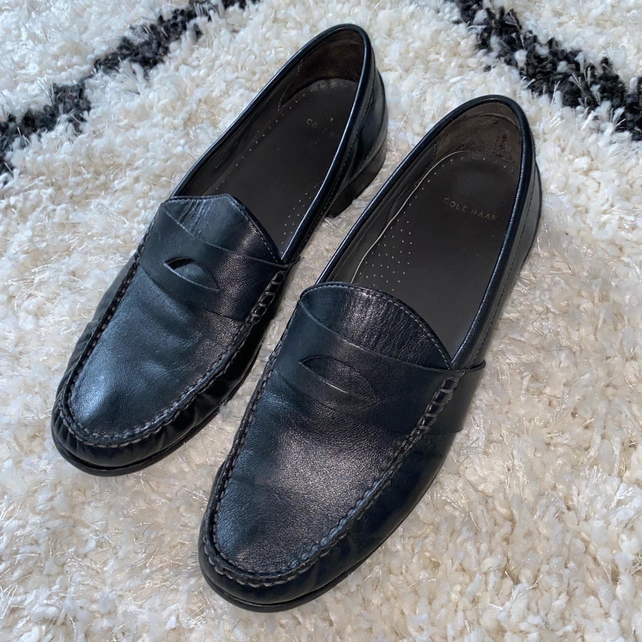 Vintage Black Leather penny loafers, Made by Cole...