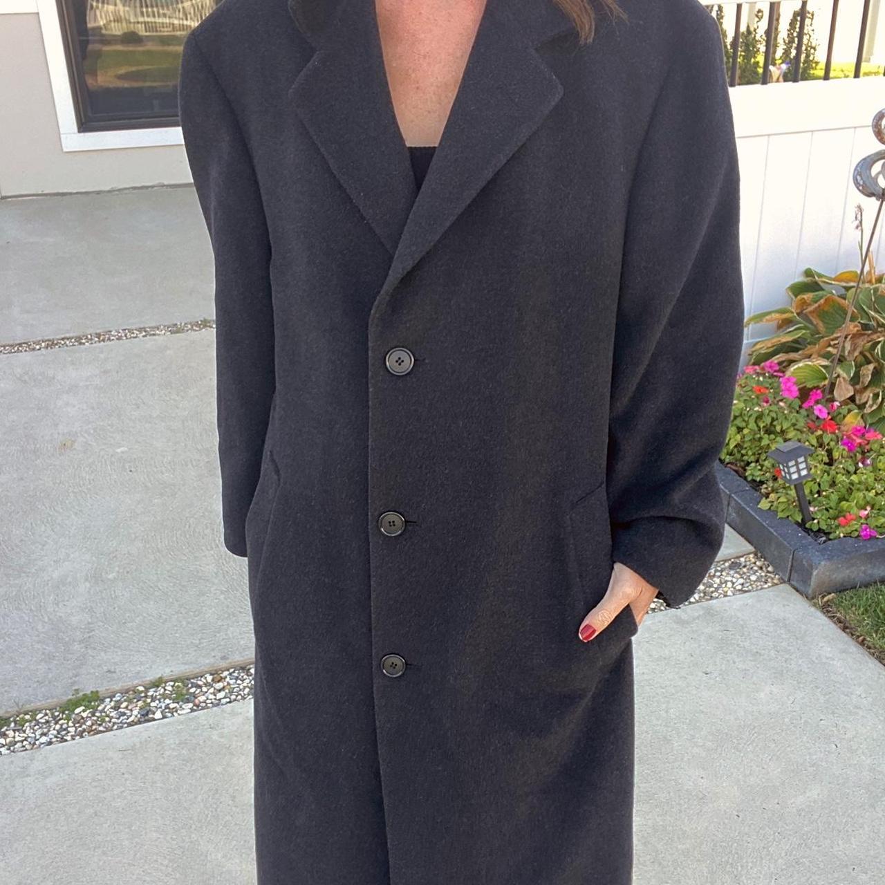 Vintage Dark Grey Wool coat Button down Super soft... - Depop