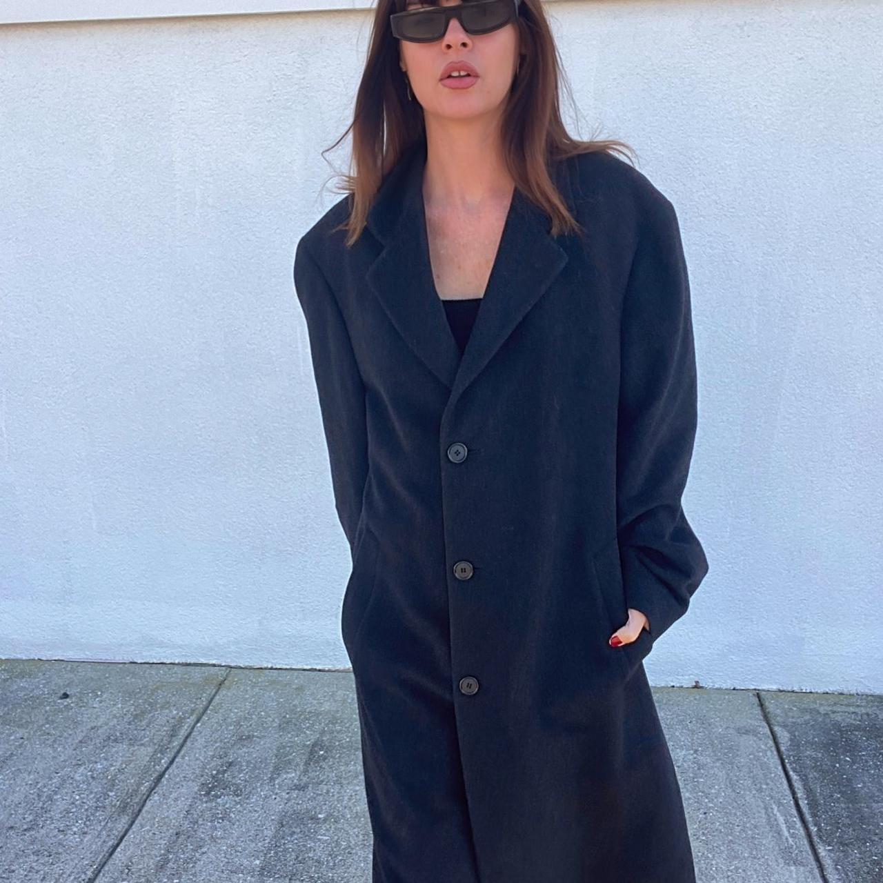 Vintage Dark Grey Wool coat Button down Super soft... - Depop
