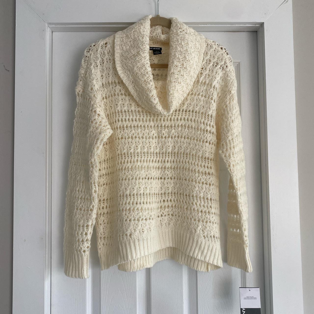 Dkny beige chunky discount pull over sweater