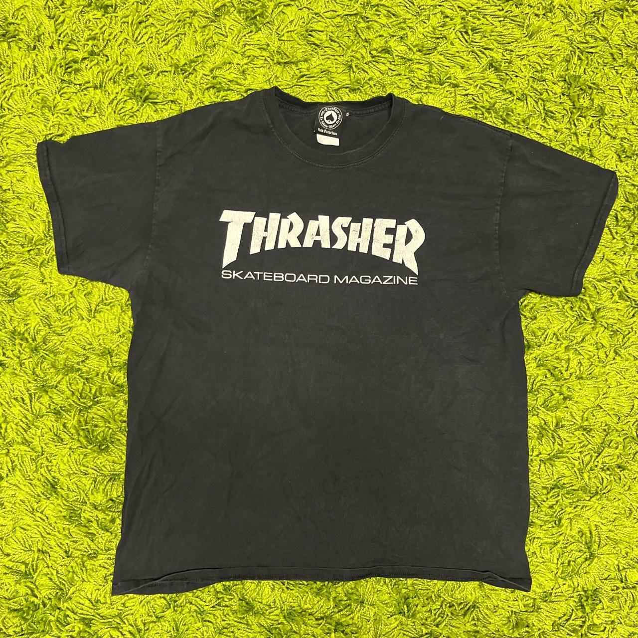 y2k Thrasher Tee Shirt, Size Large, cool front hit... - Depop