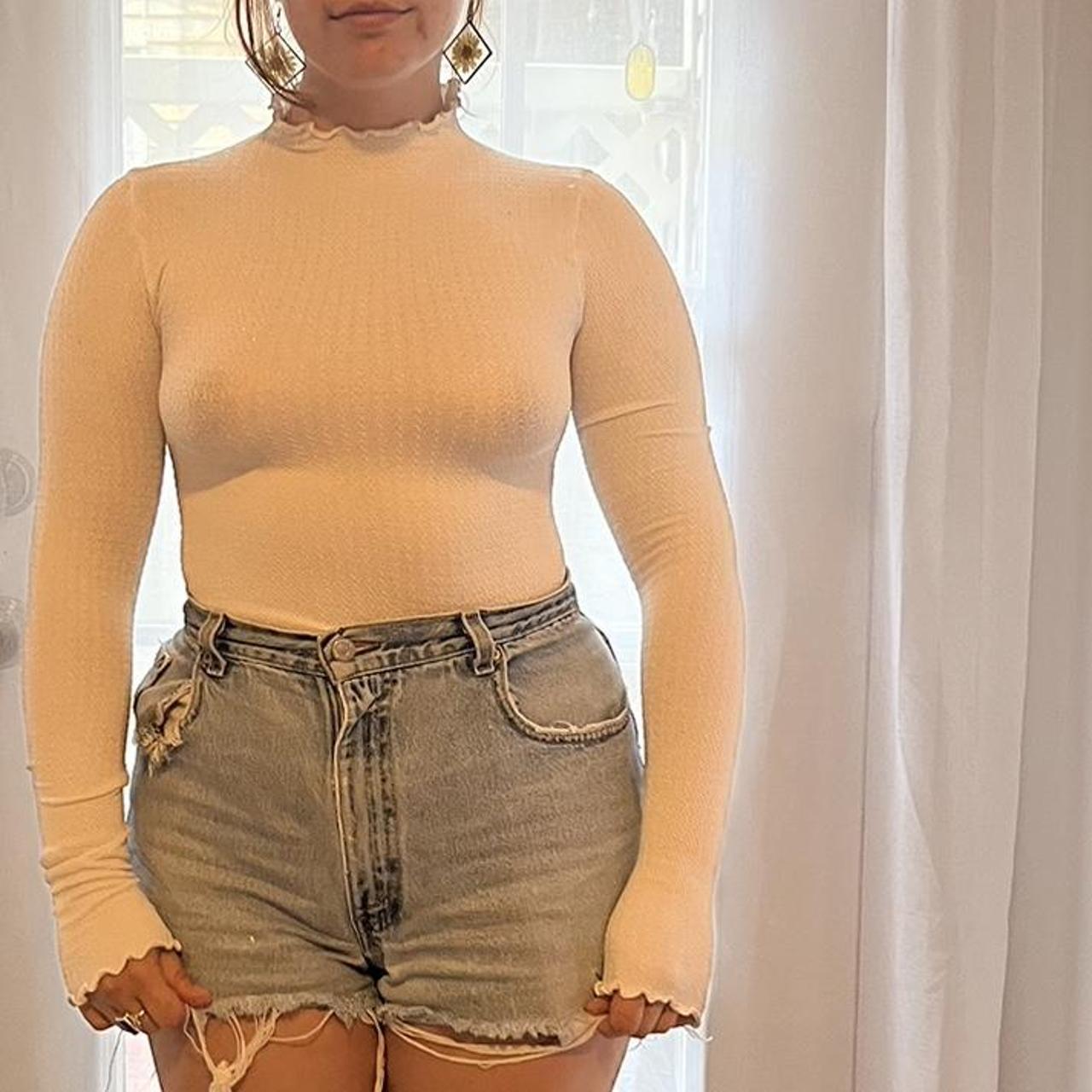 White turtleneck bodysuit Depop