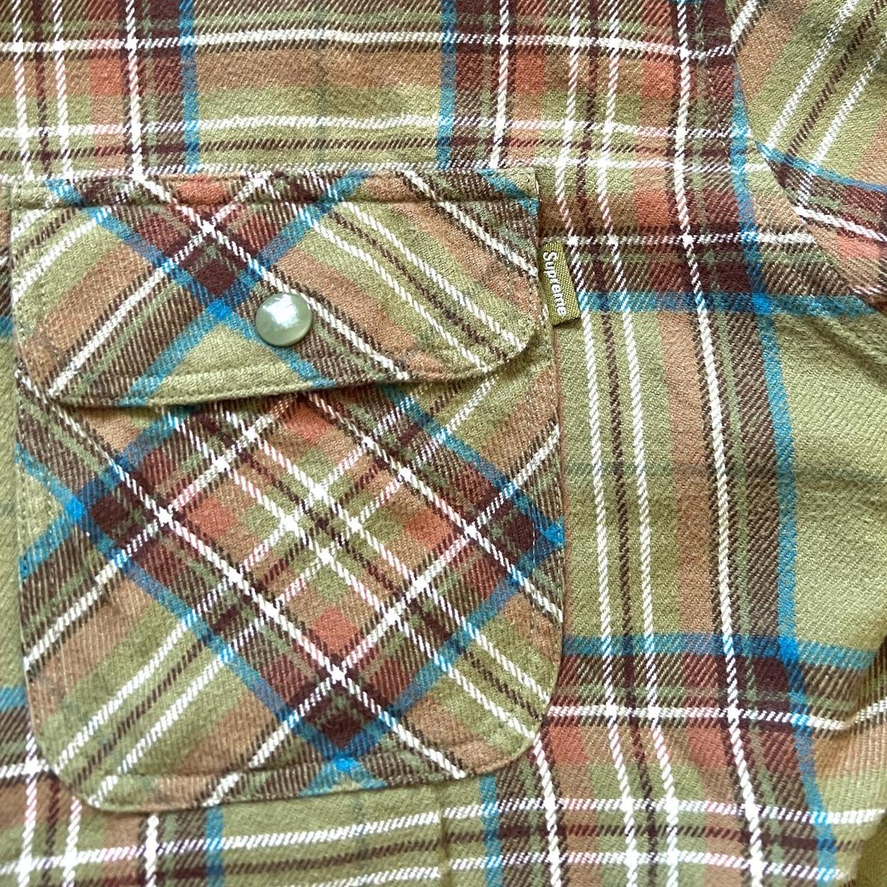 Olive and Teal Supreme Pile Lined Plaid Flannel... - Depop