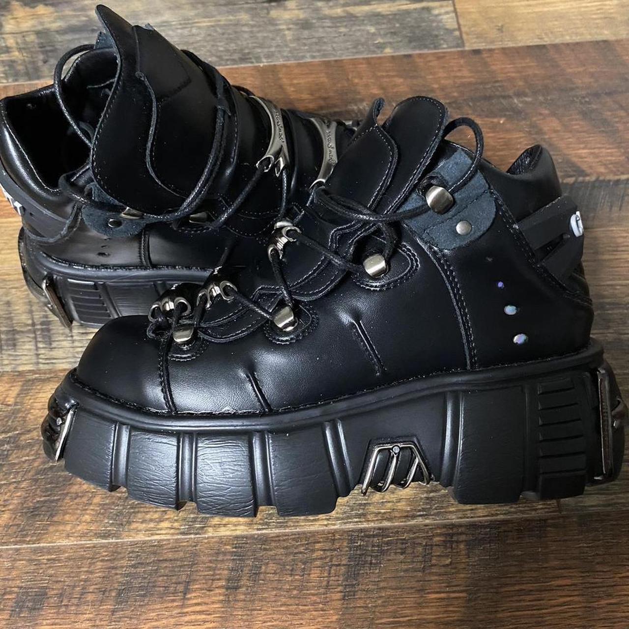 Black platform chunky sneakers DM BEFORE BUYING... - Depop