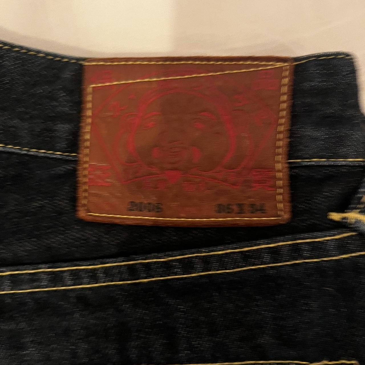 sick custom embroidered evisu daicock jeans... - Depop