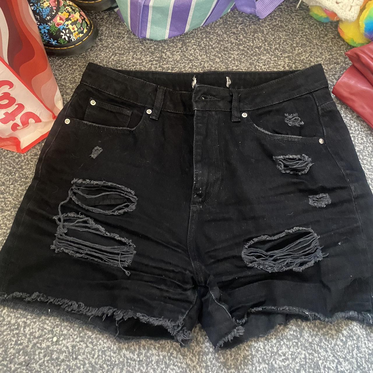 Ripped black short shorts🖤 #emo #gothic #black... - Depop