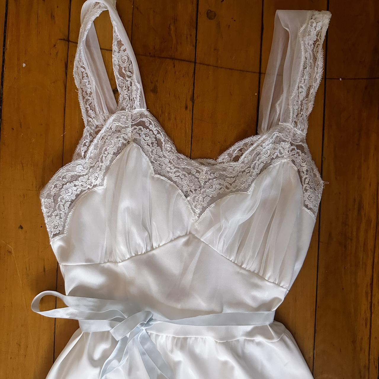 Vintage Slip white slip dress. Size medium. Midi... Depop