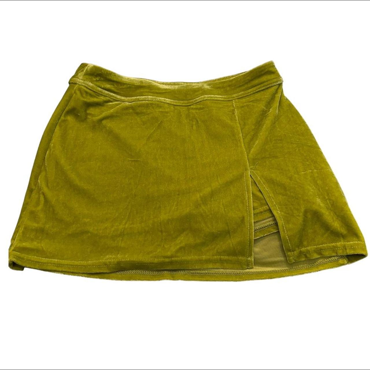 velvet lime green mini skirt w shorts underneath /... - Depop