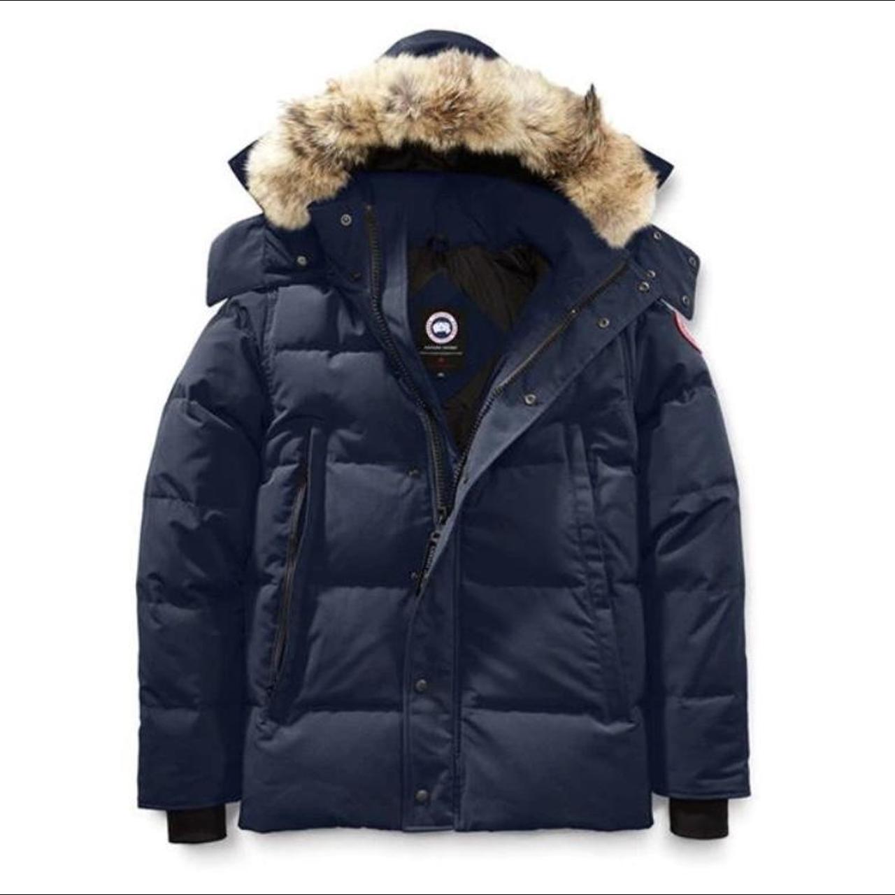 Navy blue canada goose jacket - Depop