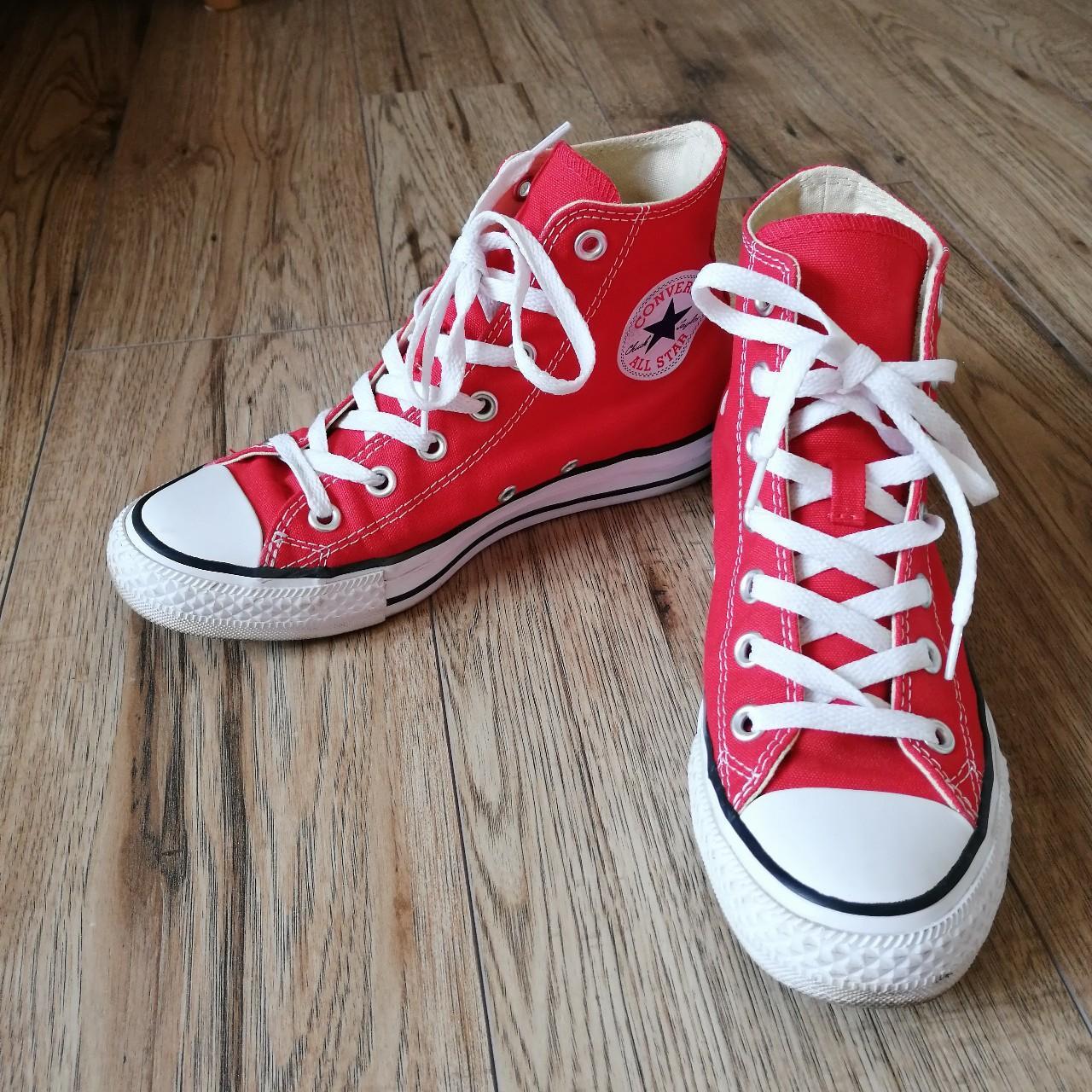 Red Converse Chuck Taylor All Stars High Top UK size... - Depop