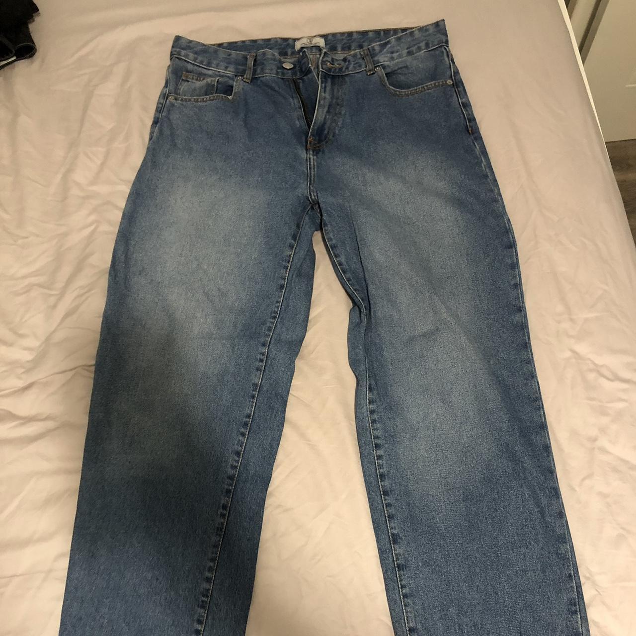 'Dont think twice' baggy wide fit blue jeans. Can... - Depop