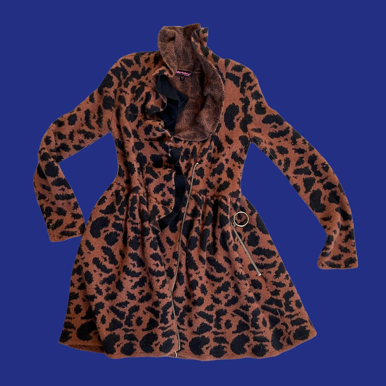 Betsey Johnson early 2000’s Leopard sweater coat!... Depop