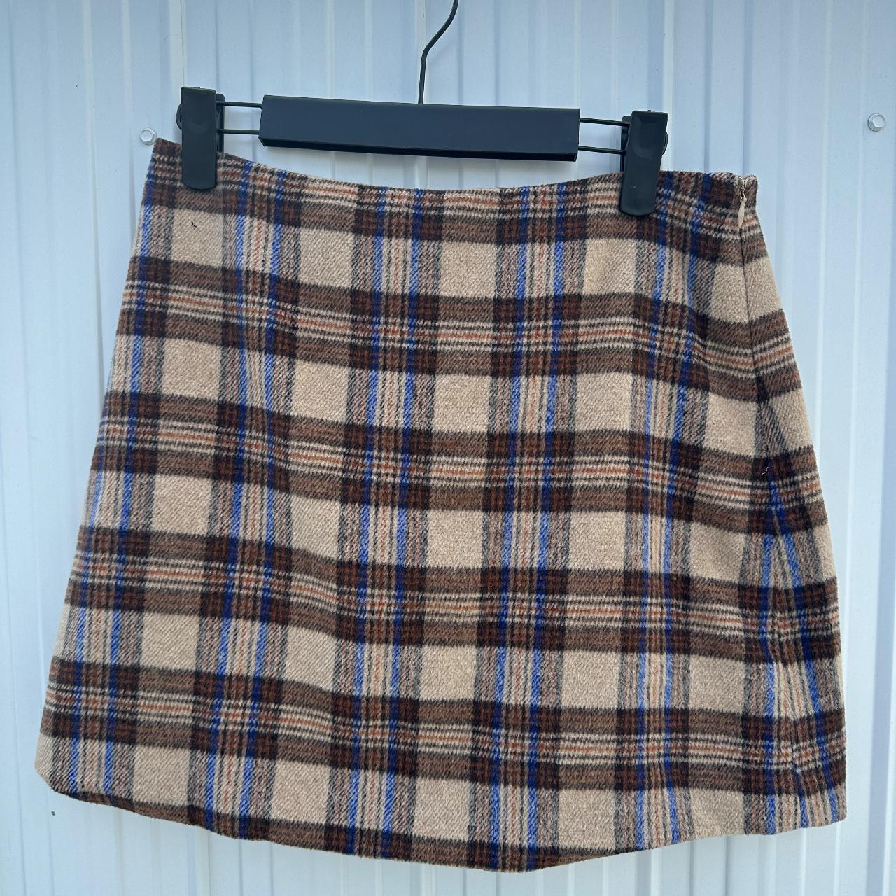 Vintage Flannel Skirt Brand Aura Size M Mid/high... - Depop