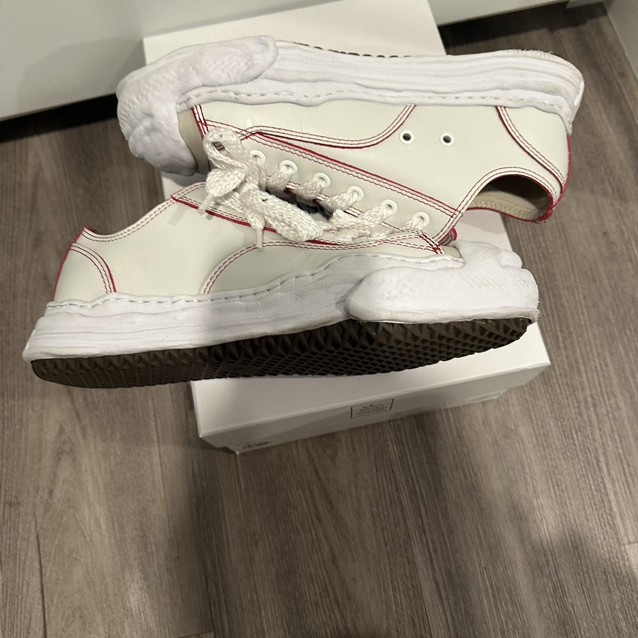 Mihara Yasuhiro White Red Line Leather Hank Size... - Depop