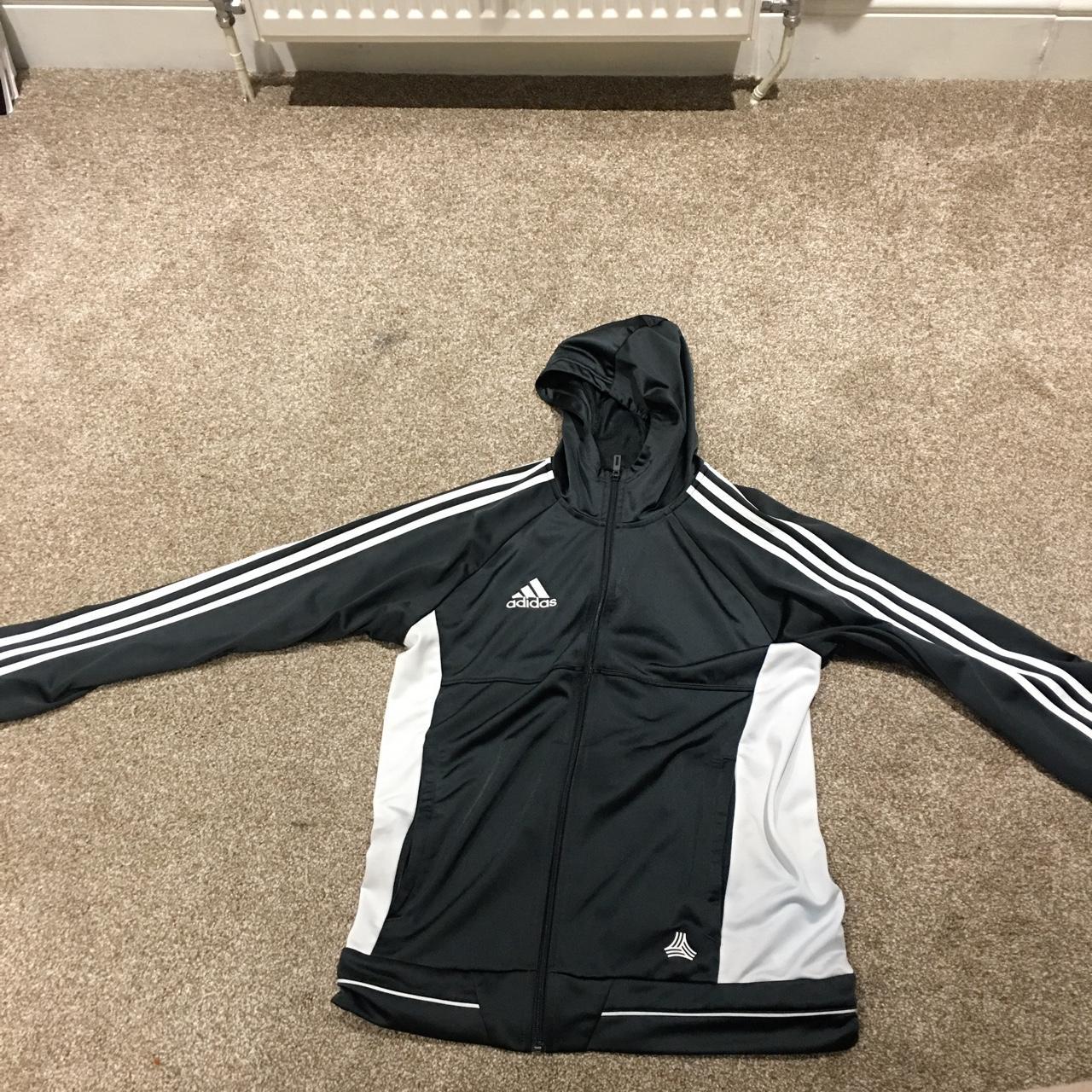 Dark grey adidas zip up hoodie/jacket Size mens small Depop