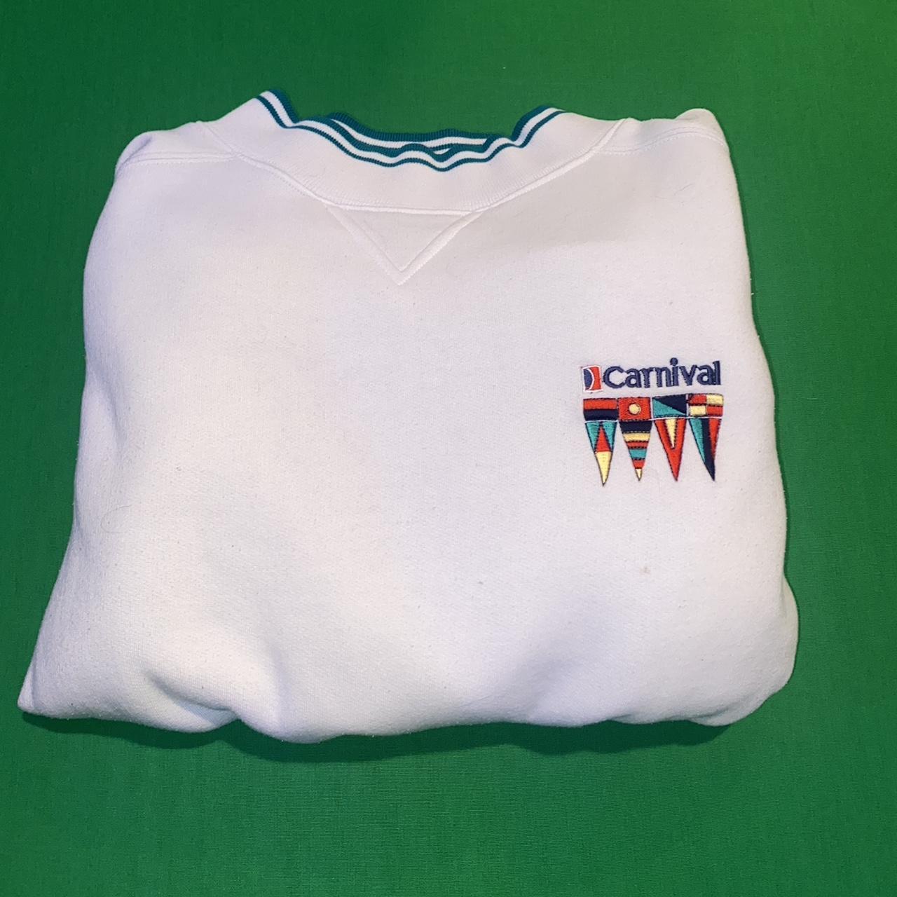 Carnival Cruise Lines white and blue crewneck. Depop