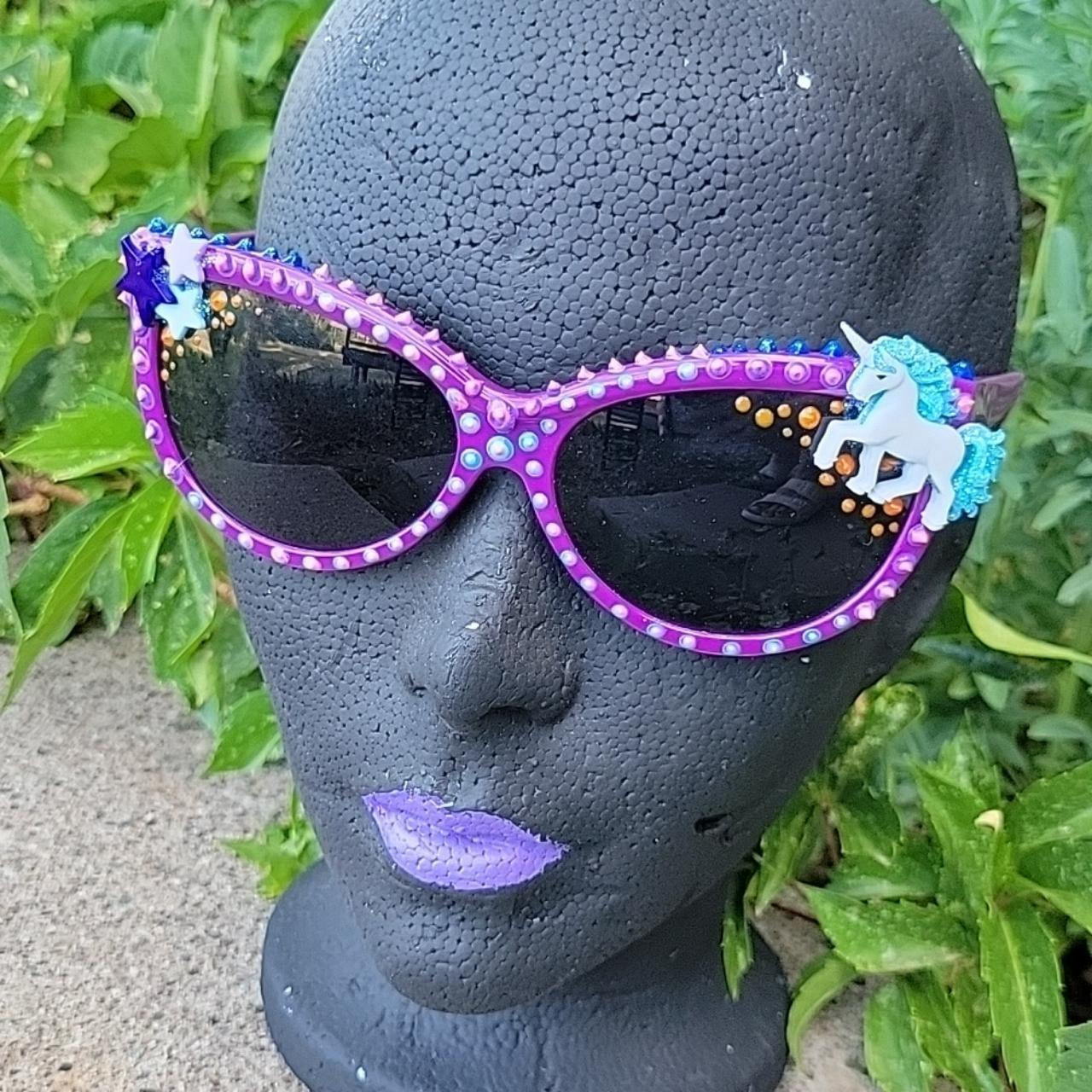 Women's Blue and Purple Sunglasses | Depop