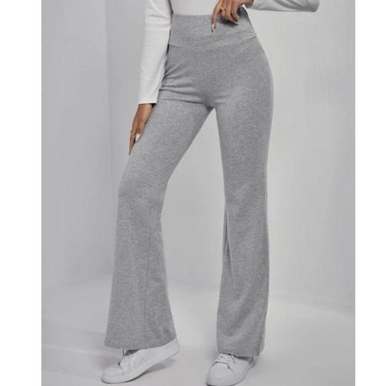 Light grey flare leg pants Super flattering design... - Depop