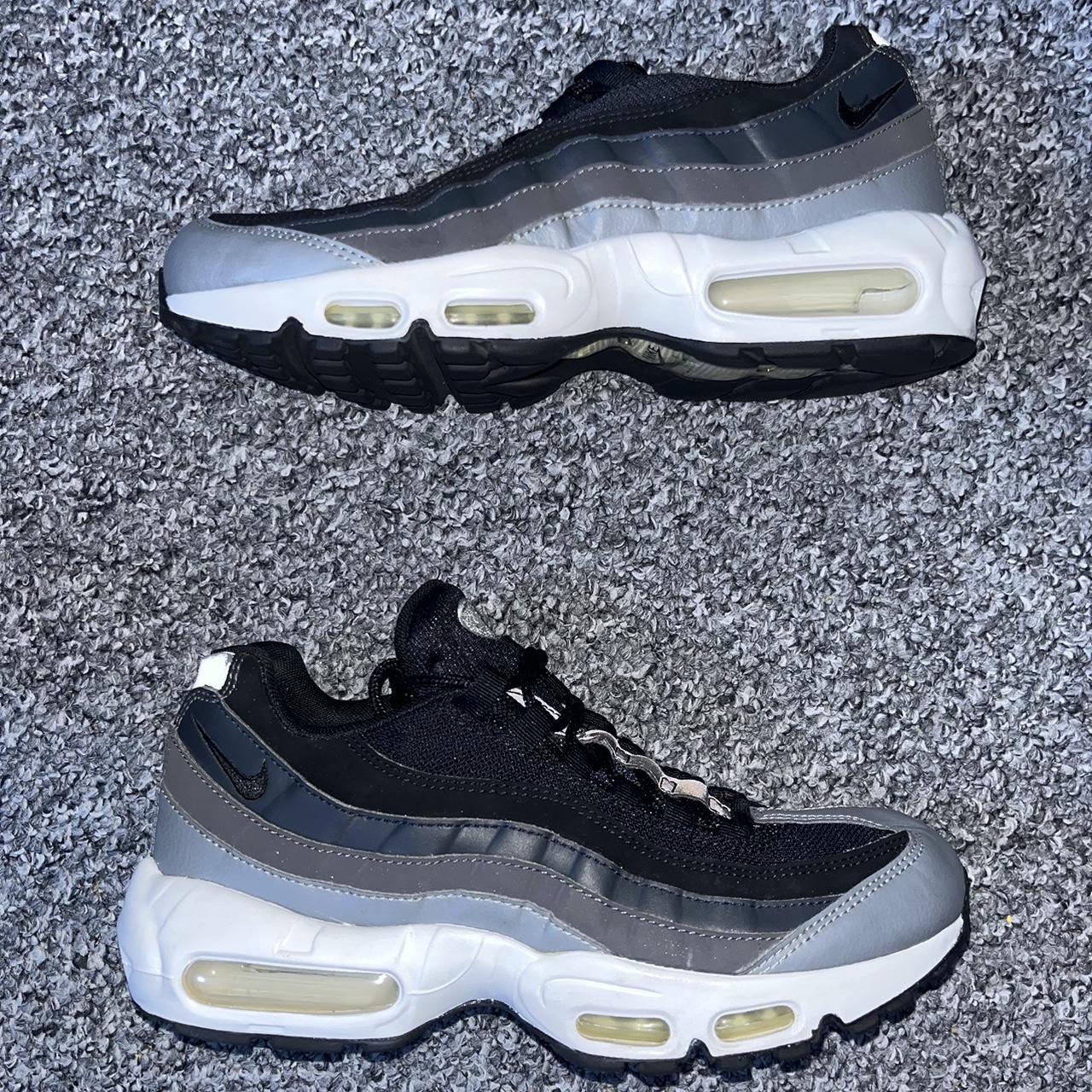 grey black and white air max 95