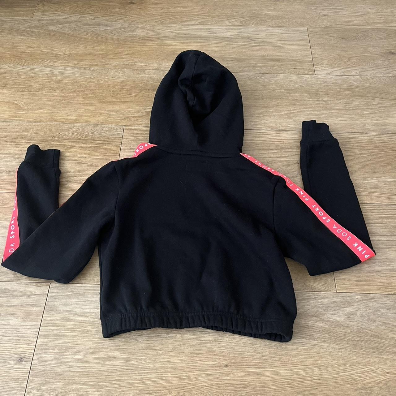 Women s Black Cropped Pink Soda Sport hoodie with