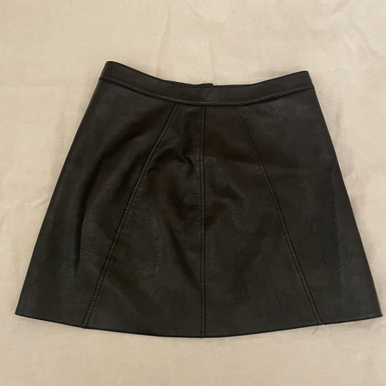 Zara faux leather a-line skirt. Size large (fits... - Depop