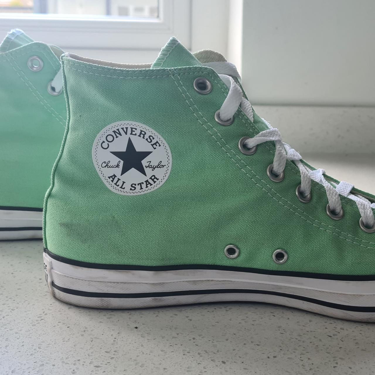 Mint Green Converse Size UK 9 Men S Worn Twice Depop   P0 