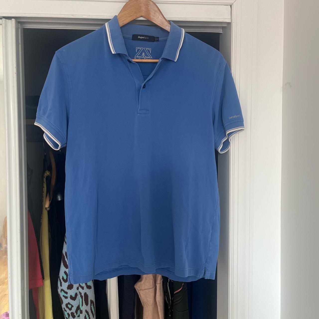 Authentic Zegna Sport Slate Blue Polo Shirt 100%... - Depop