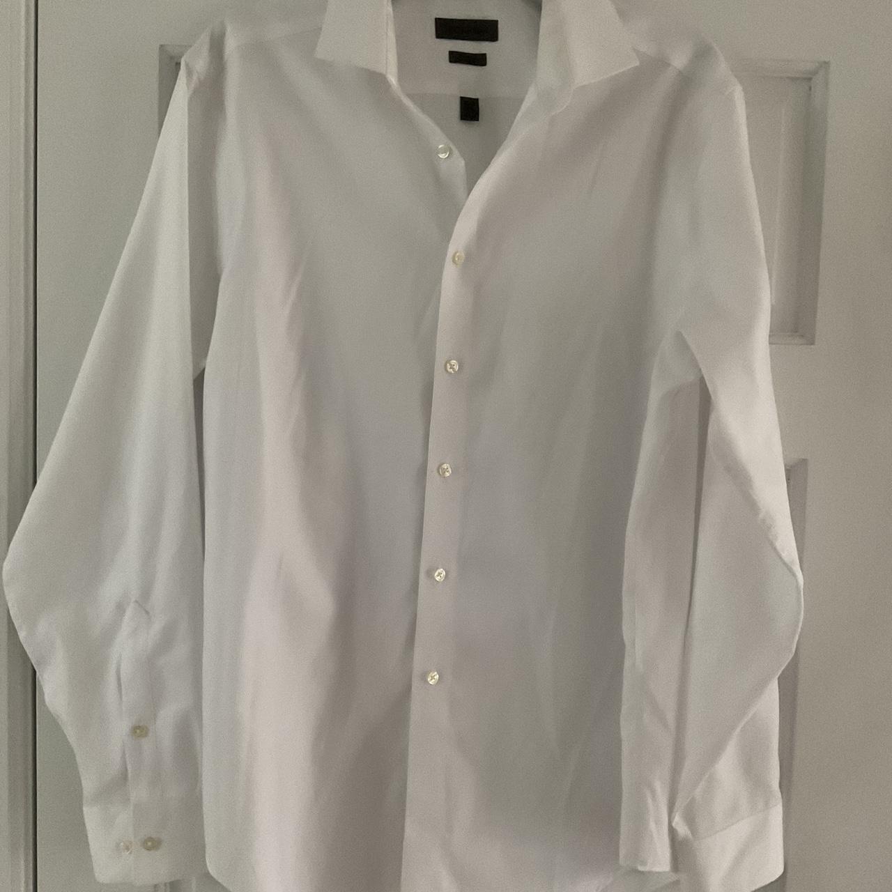 Calvin Klein White Slim Fit Collared Buttoned Cotton... - Depop