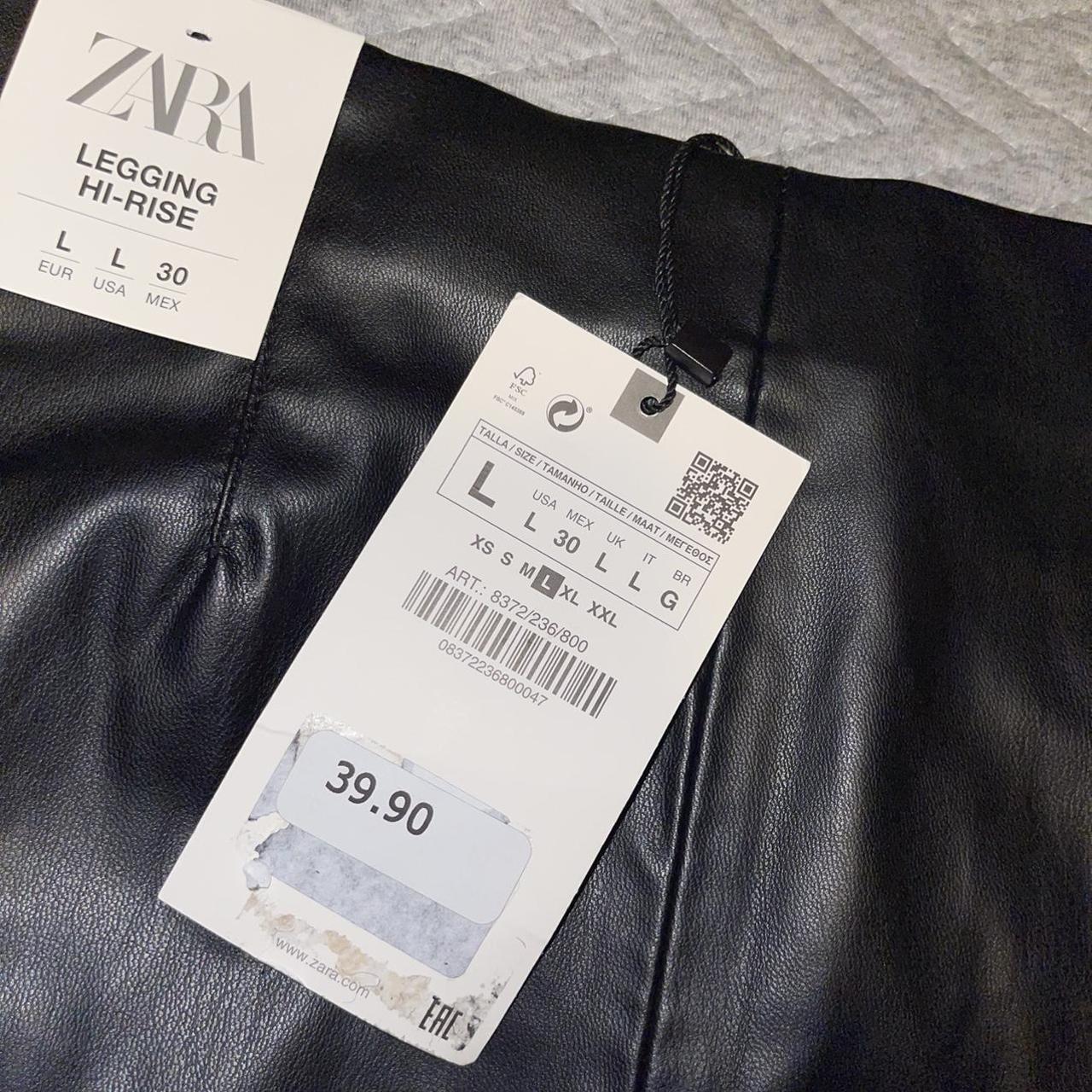 Zara Black High Waisted Faux Leather Leggings Size... - Depop