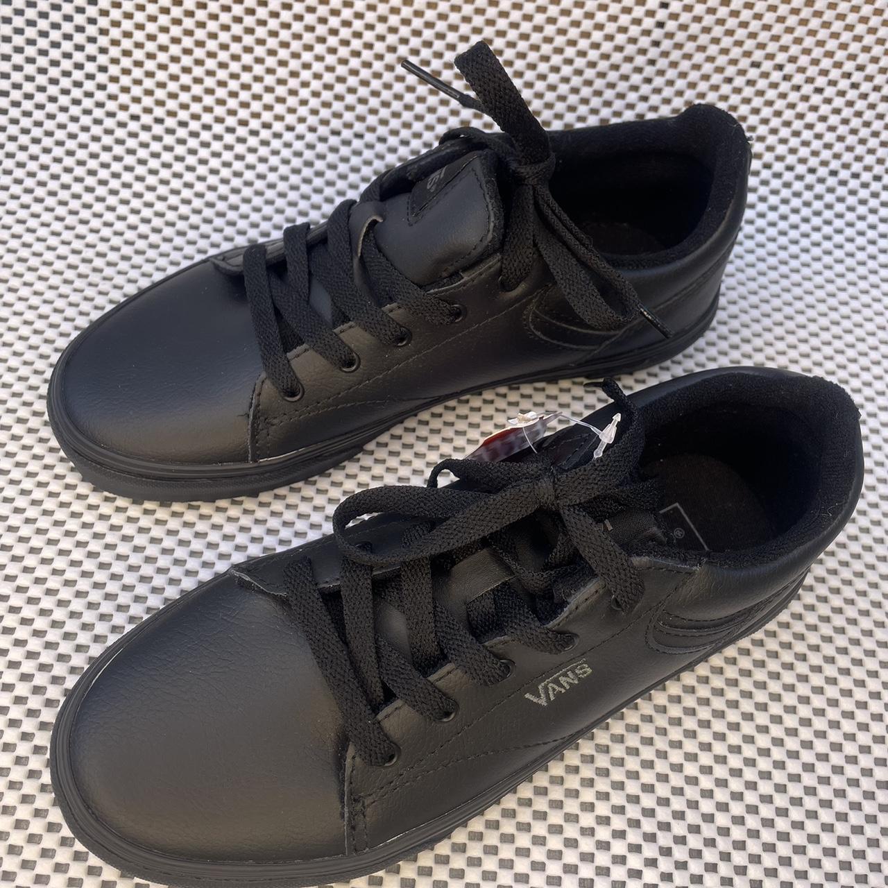 Black leather vans lace-ups best sale