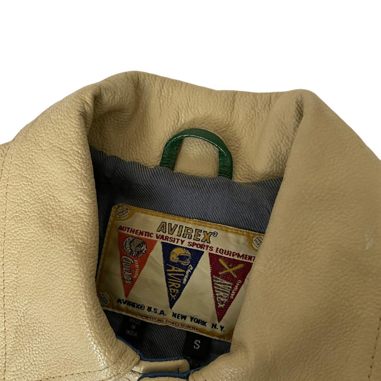 vintage 90s avirex usa leather jacket beige green | Depop vintage 90s avirex usa leather jacket beige green | Depop