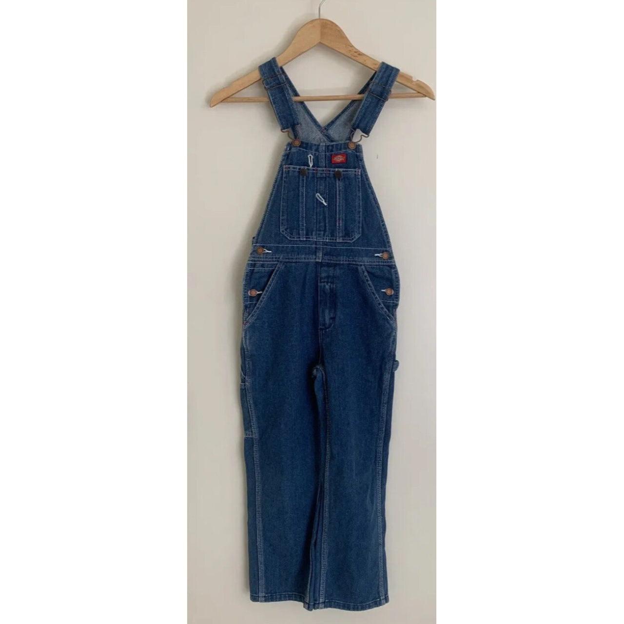 Dickies Denim Jean Bib Overalls Kids Size Small Blue... Depop