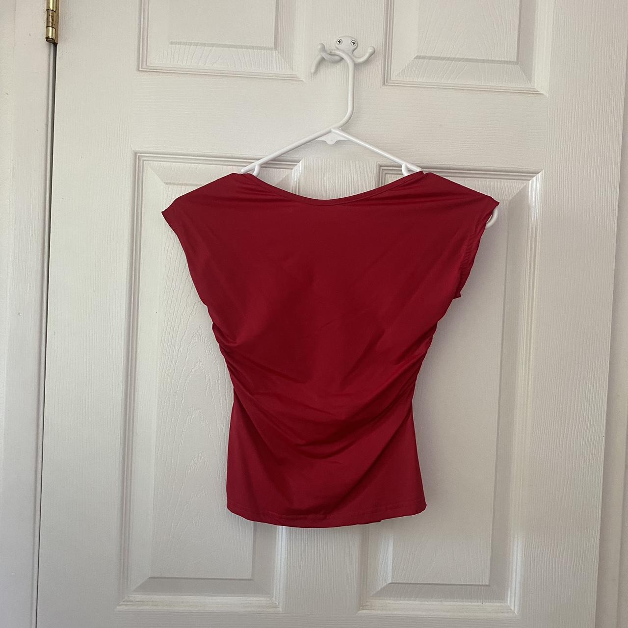Red cropped open back top Princess Polly size 2... Depop