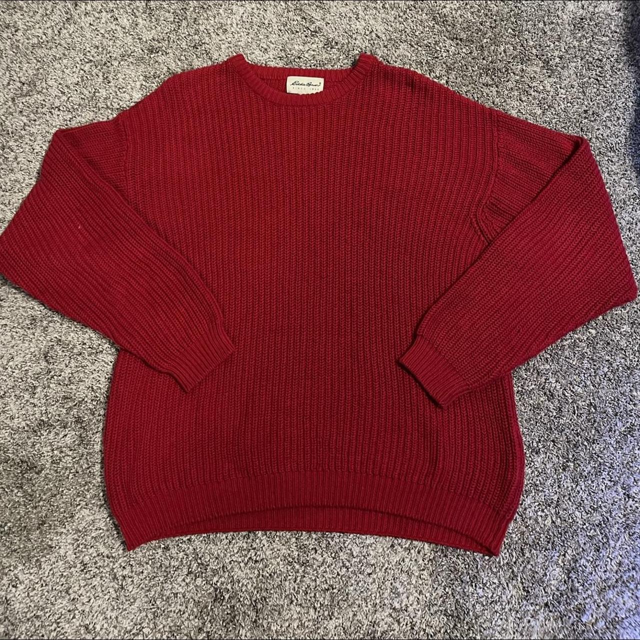 Vintage 90’s Oversized Red Eddie Bauer Sweater Fits... Depop