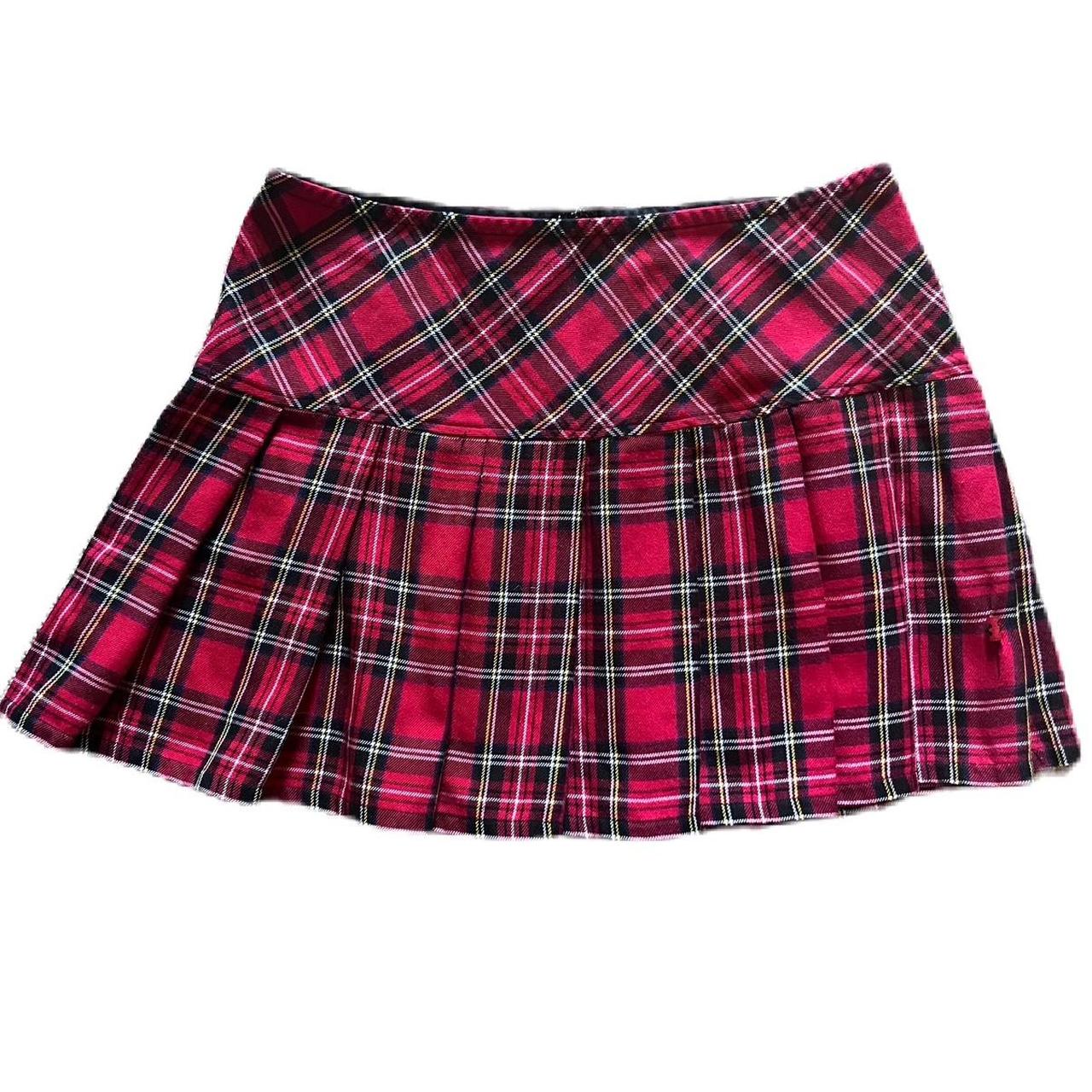 *Vintage Y2K Red Plaid ROYAL BONES Mini Skirt