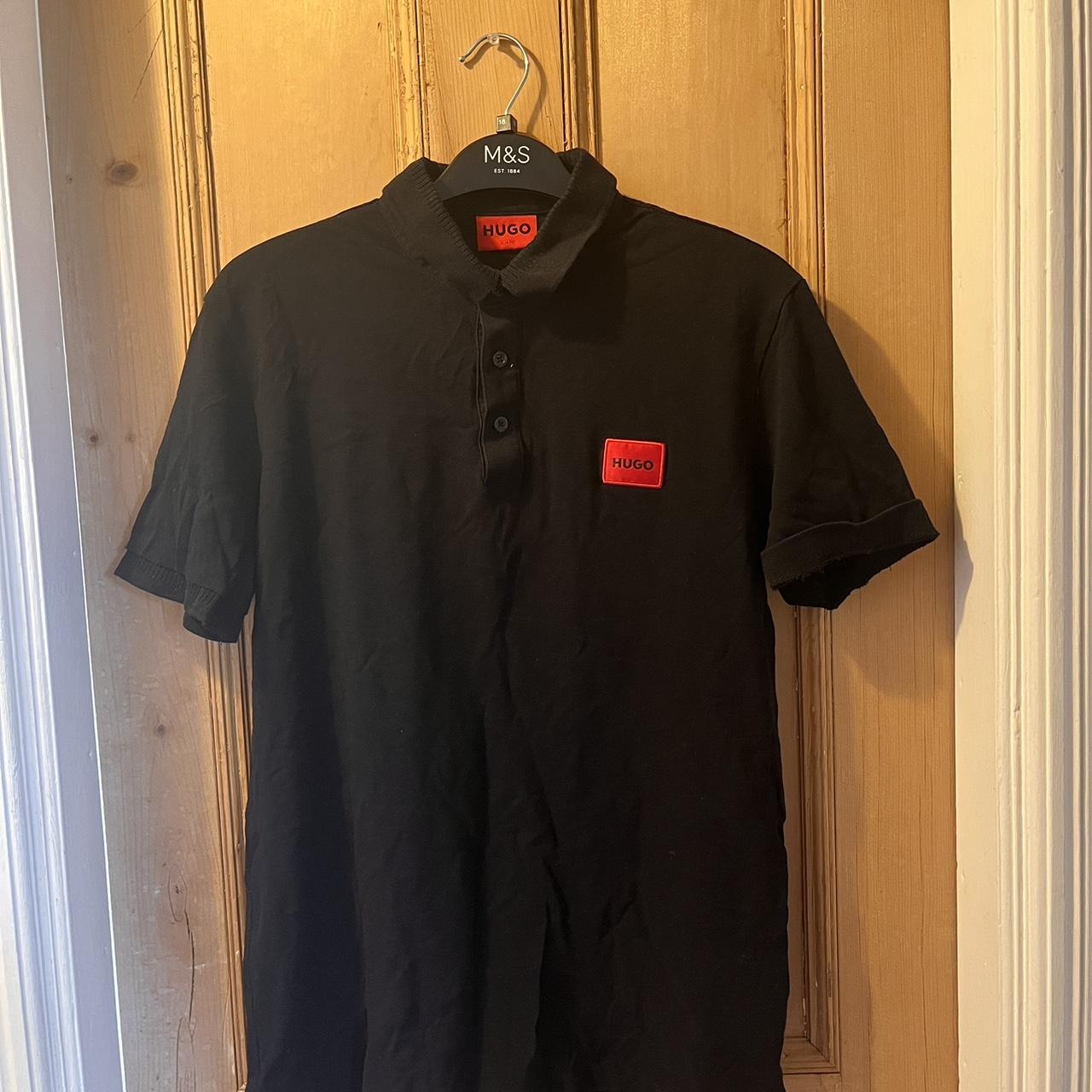 Black Hugo boss polo shirt - Depop