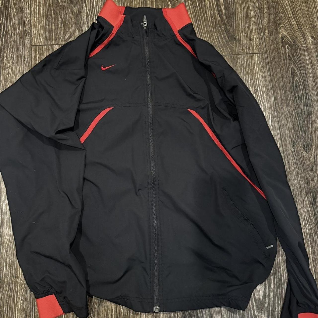 Red and black nike track jacket online