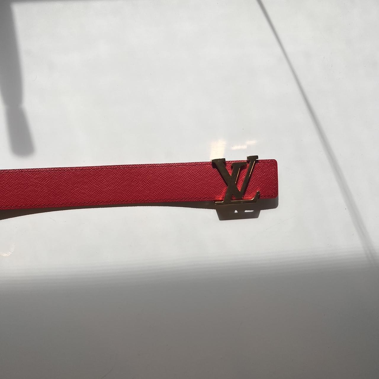 Double Sided Velvet Red and Brown LV Belt. Never - Depop