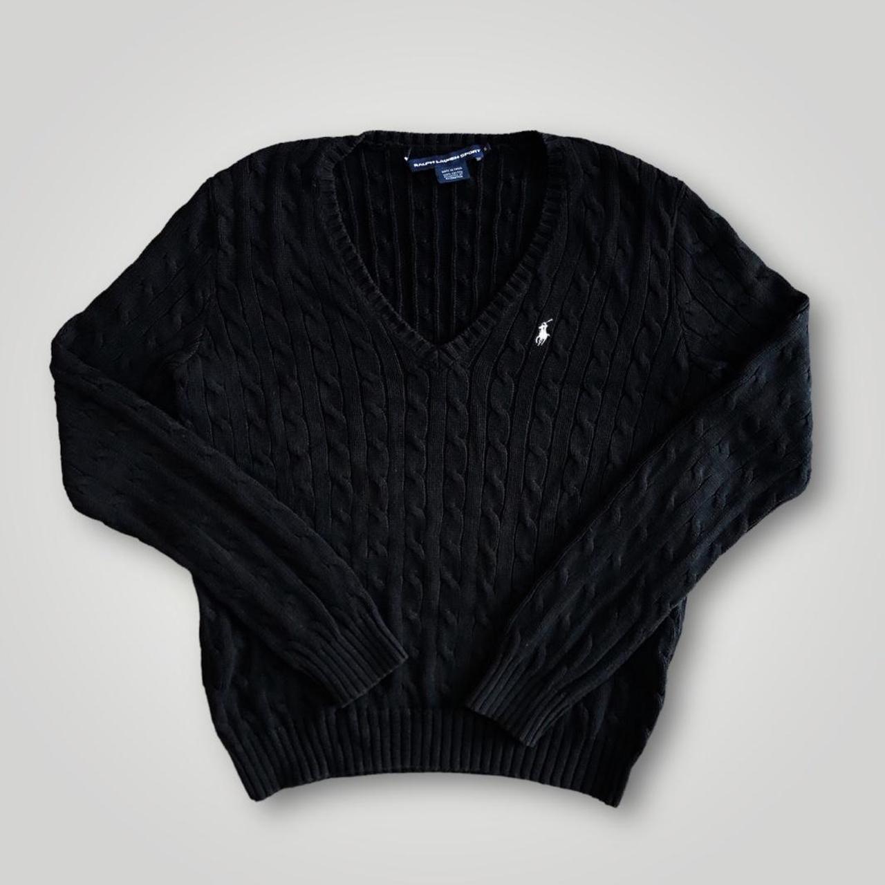 Ralph Lauren Women’s black knit jumper sweatshirt... - Depop