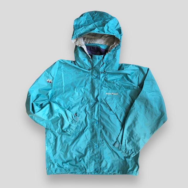 Vintage Montbell GoreTex jacket in turquoise blue.... - Depop