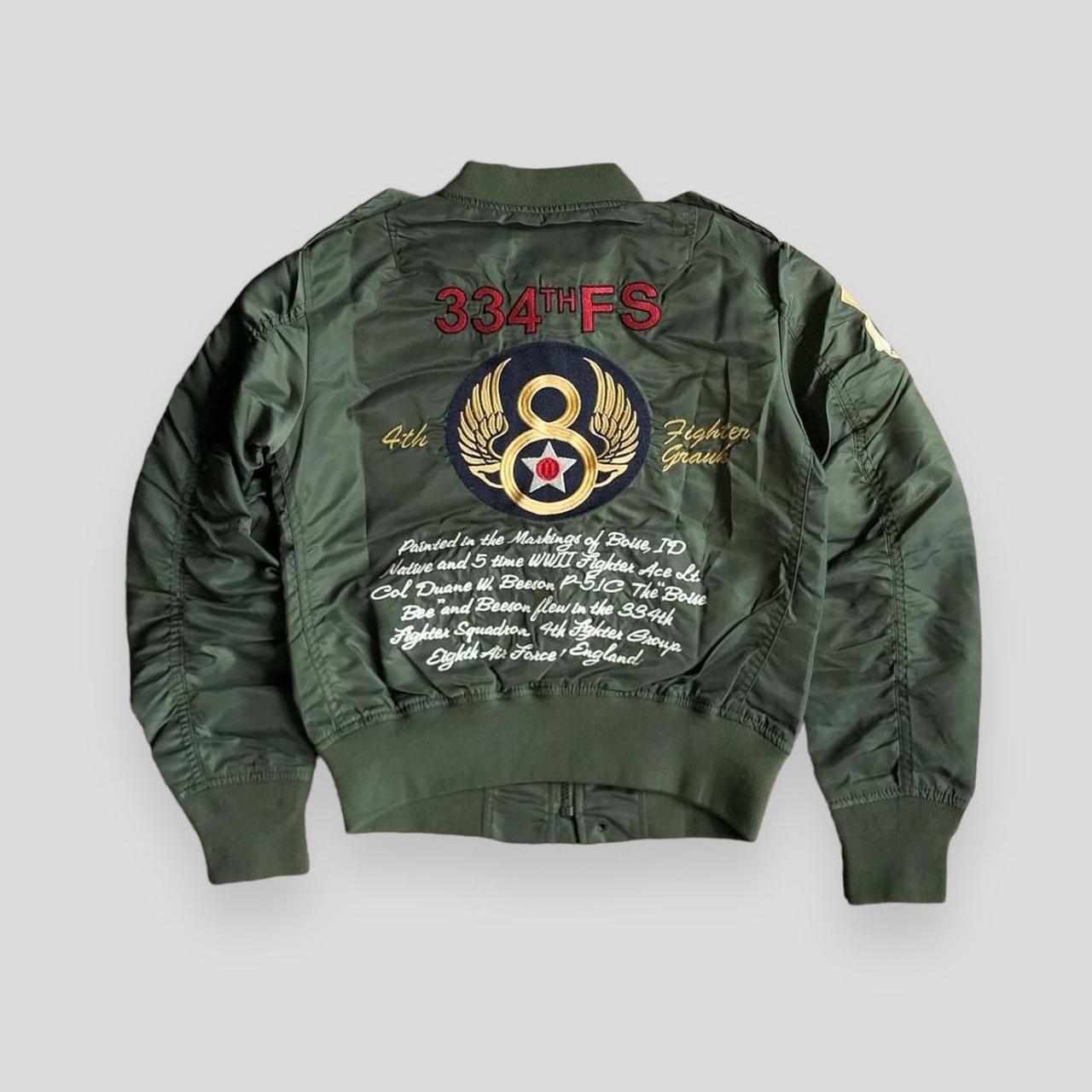 Vintage Avirex women's bomber jacket in dark green. | Depop