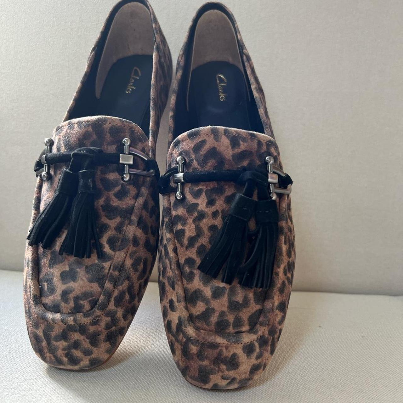 clarks leopard loafers